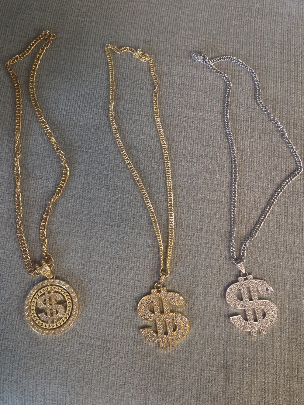 Gold and Silver Dollar Sign Pendant Necklace - Fashion Jewelry
